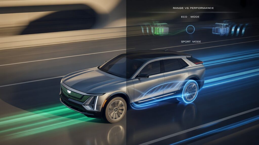 do the driving modes in cadillac lyriq offer different ranges or battery usages?
