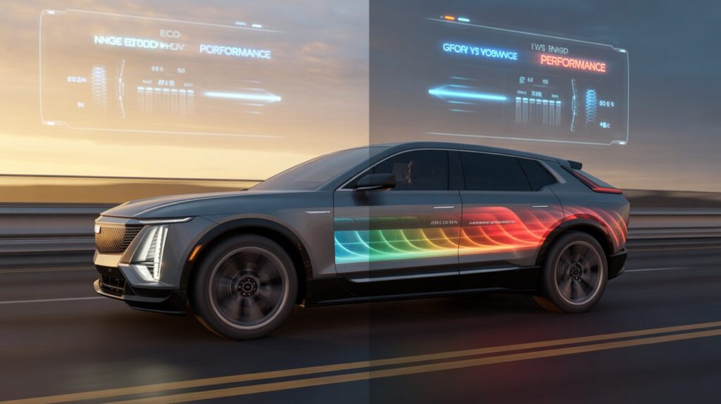 do the driving modes in cadillac lyriq offer different ranges or battery usages?