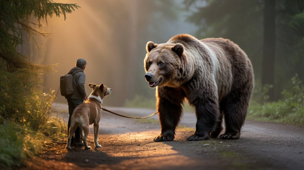 Grizzly Bear Dog Walker Encounter