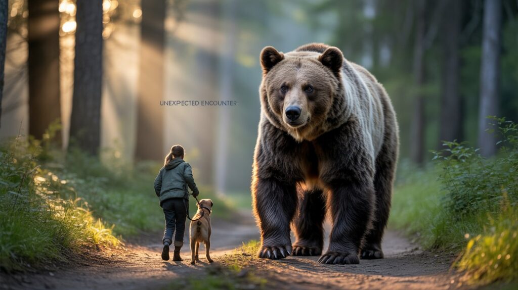 Grizzly Bear Dog Walker Encounter