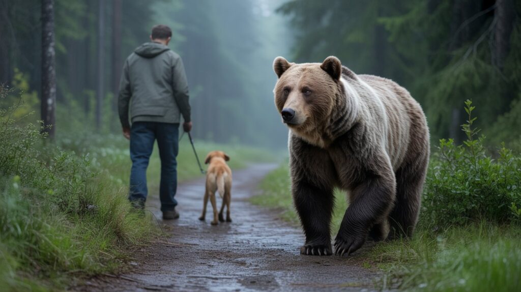 Grizzly Bear Dog Walker Encounter